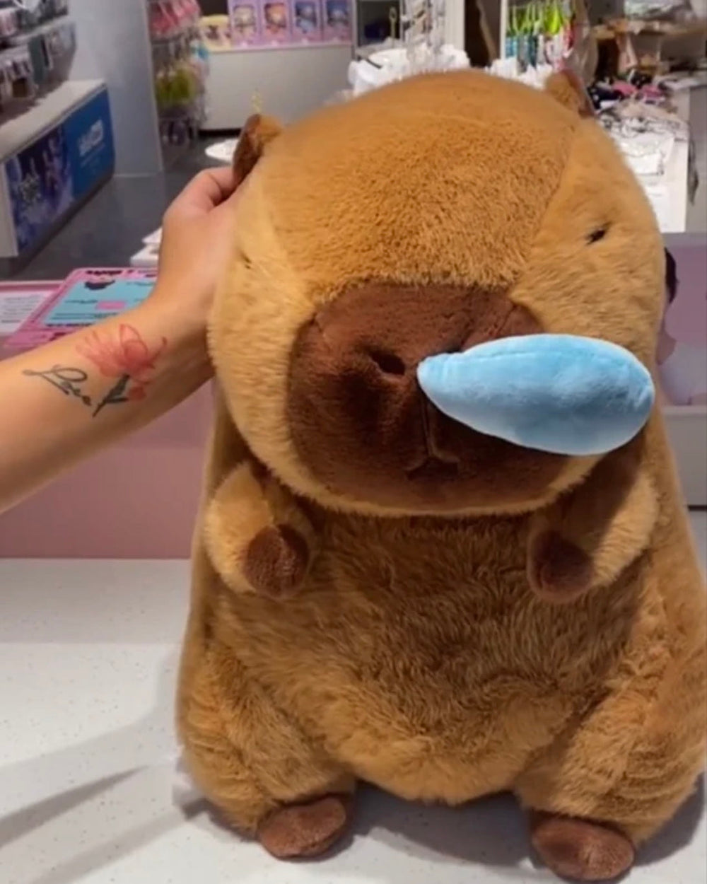 Capybara Runny Nose Plush Toy – Cute Stress Relief Buddy – Size Reference | Toki Toy Box