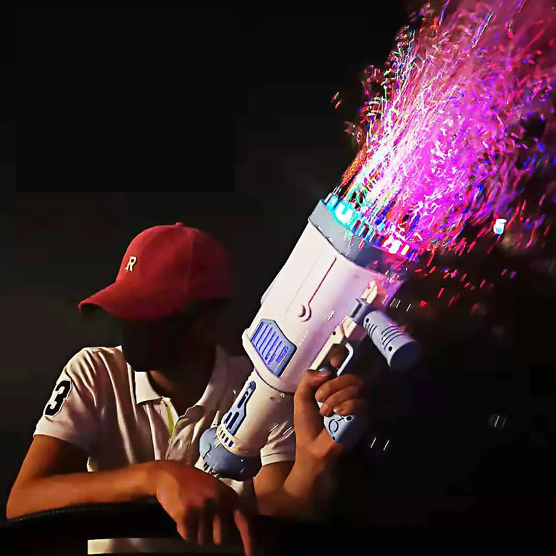 64-Hole Bubble Blaster – Electric Auto Bubble Gun for Kids – Side View | Toki Toy Box