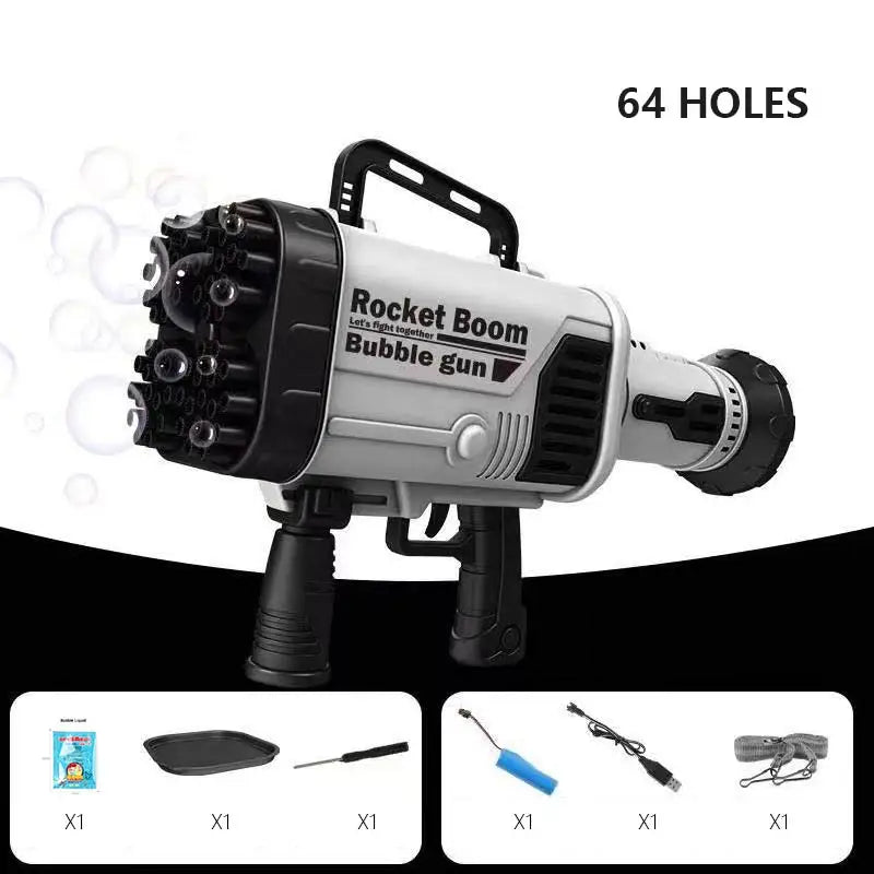 64-Hole Bubble Blaster – Electric Auto Bubble Gun for Kids – View 21 | Toki Toy Box
