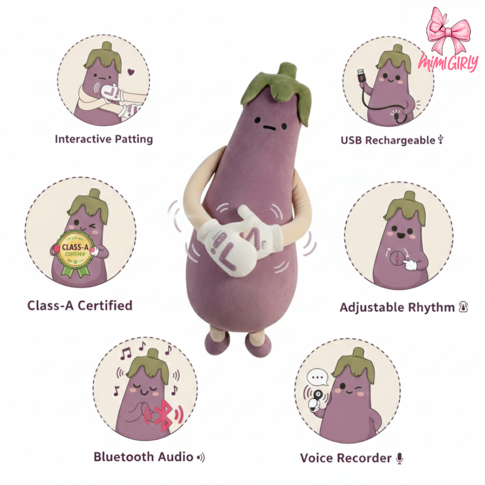 Sir Eggplant Plush – Quirky Soft Toy Buddytting Doll – Side View | Toki Toy Box
