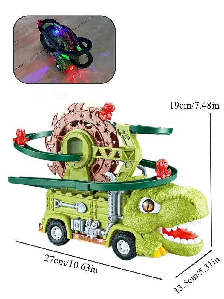 Dinosaur Track Car Toy – Light & Music Triceratops Climber