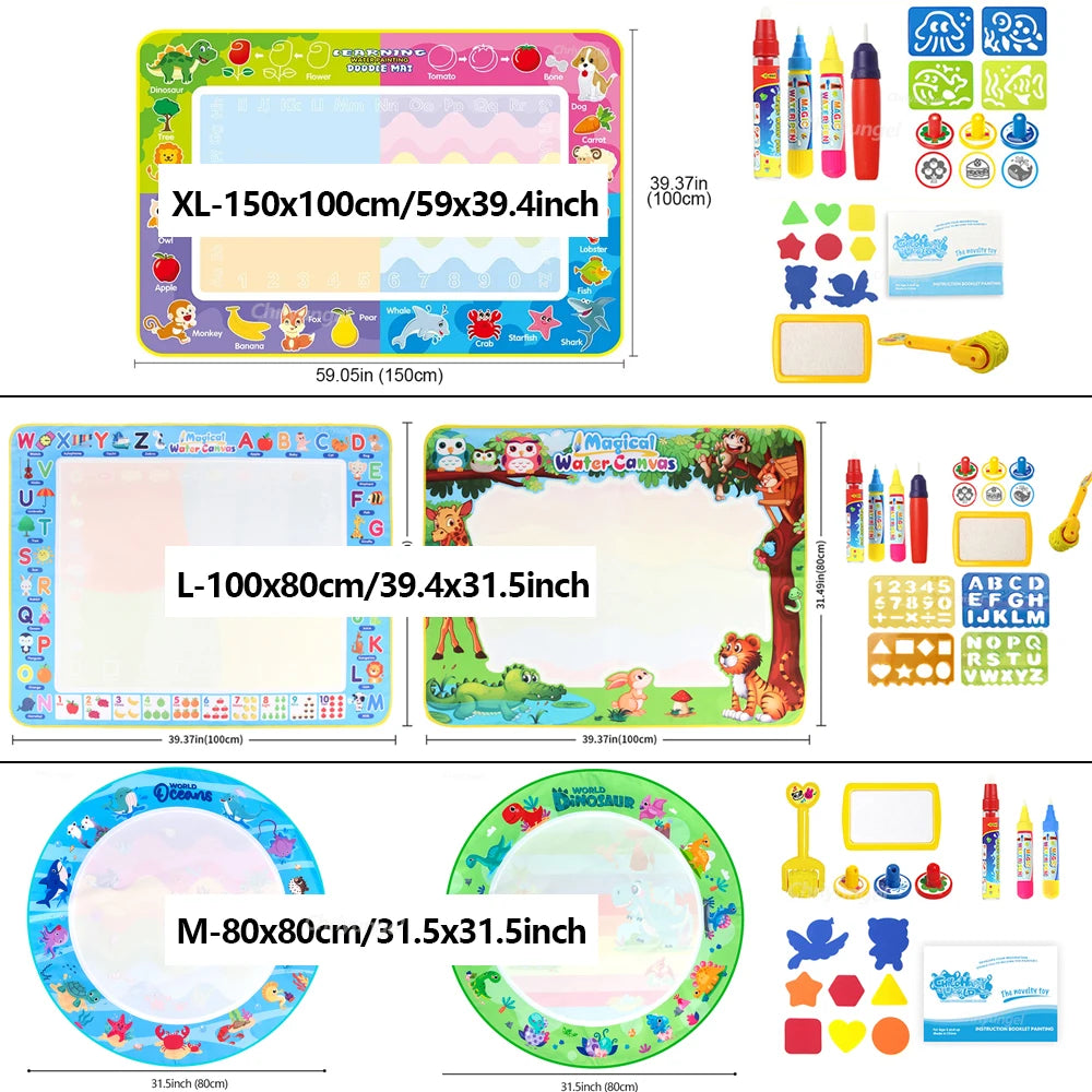 Medium 80x80cm water drawing mat with size markings