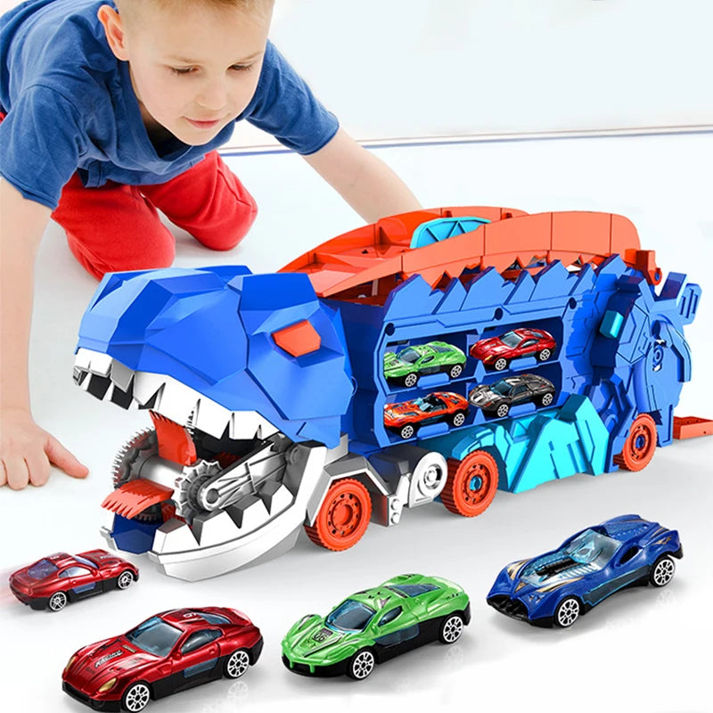 Folding Dino Transporter Track Set – Kids Racing Play – Detail | Toki Toy Box