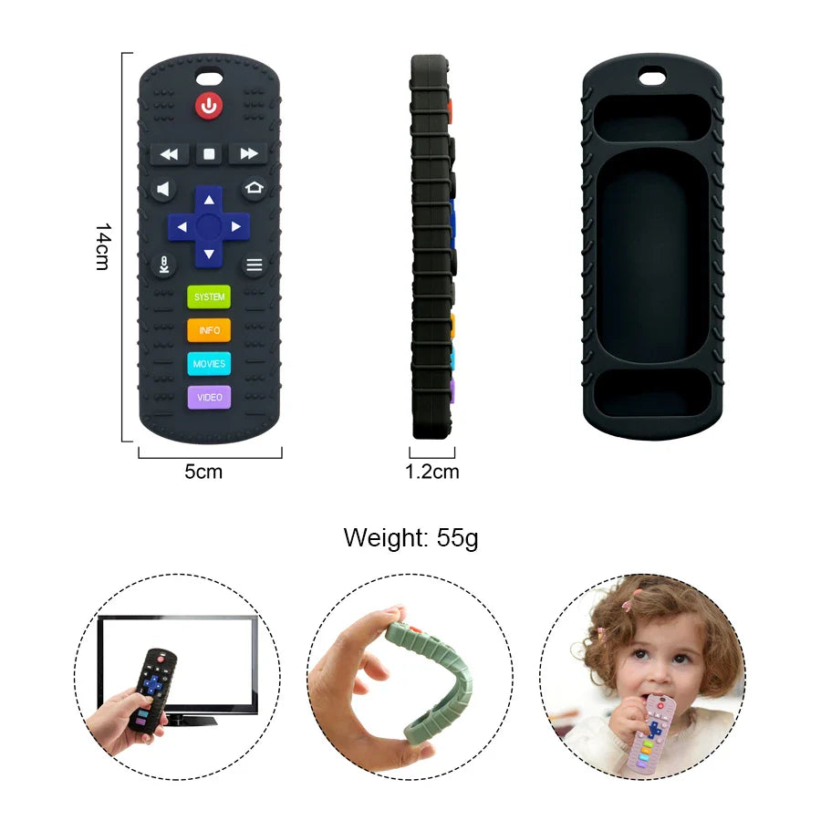TV Remote Shaped Silicone Teether – Ideal for Soothing Teething Babies