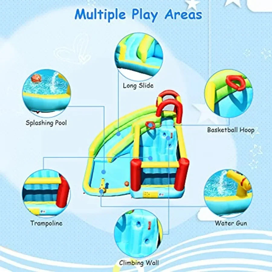 6-in-1 Inflatable Water Slide Park for Kids