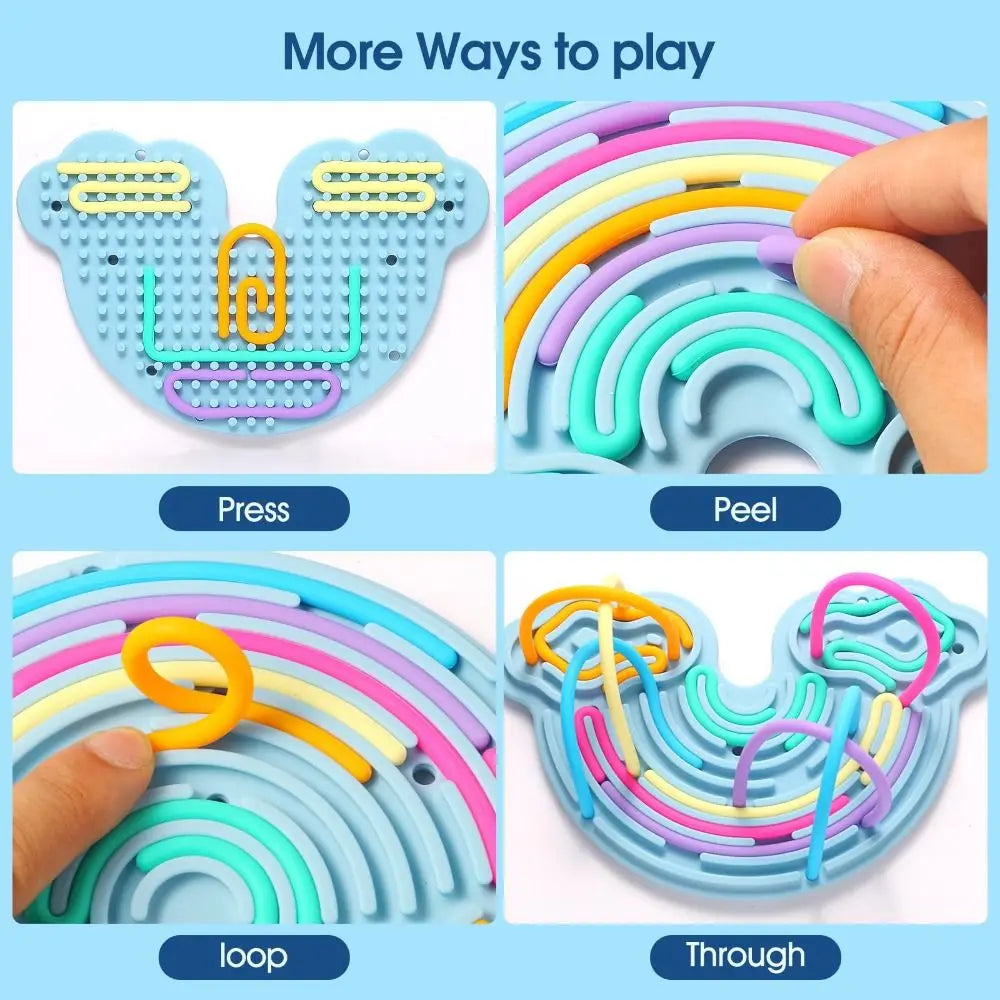 Rainbow String Sensory Board – Double-Sided Fidget