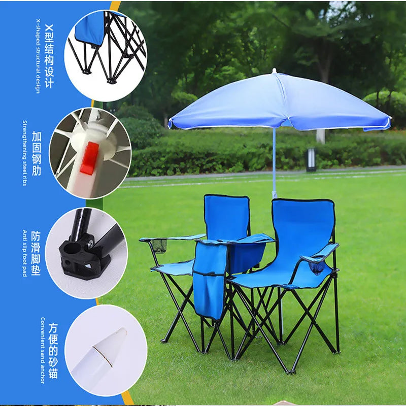 DuoShade Folding Chair – 2-Seater with Sun Cover – Size Reference | Toki Toy Box