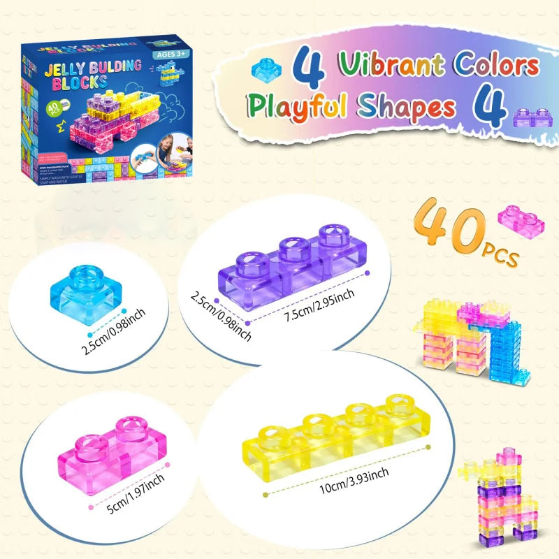 40-Piece Squishy Jelly Blocks – Sensory Building Set