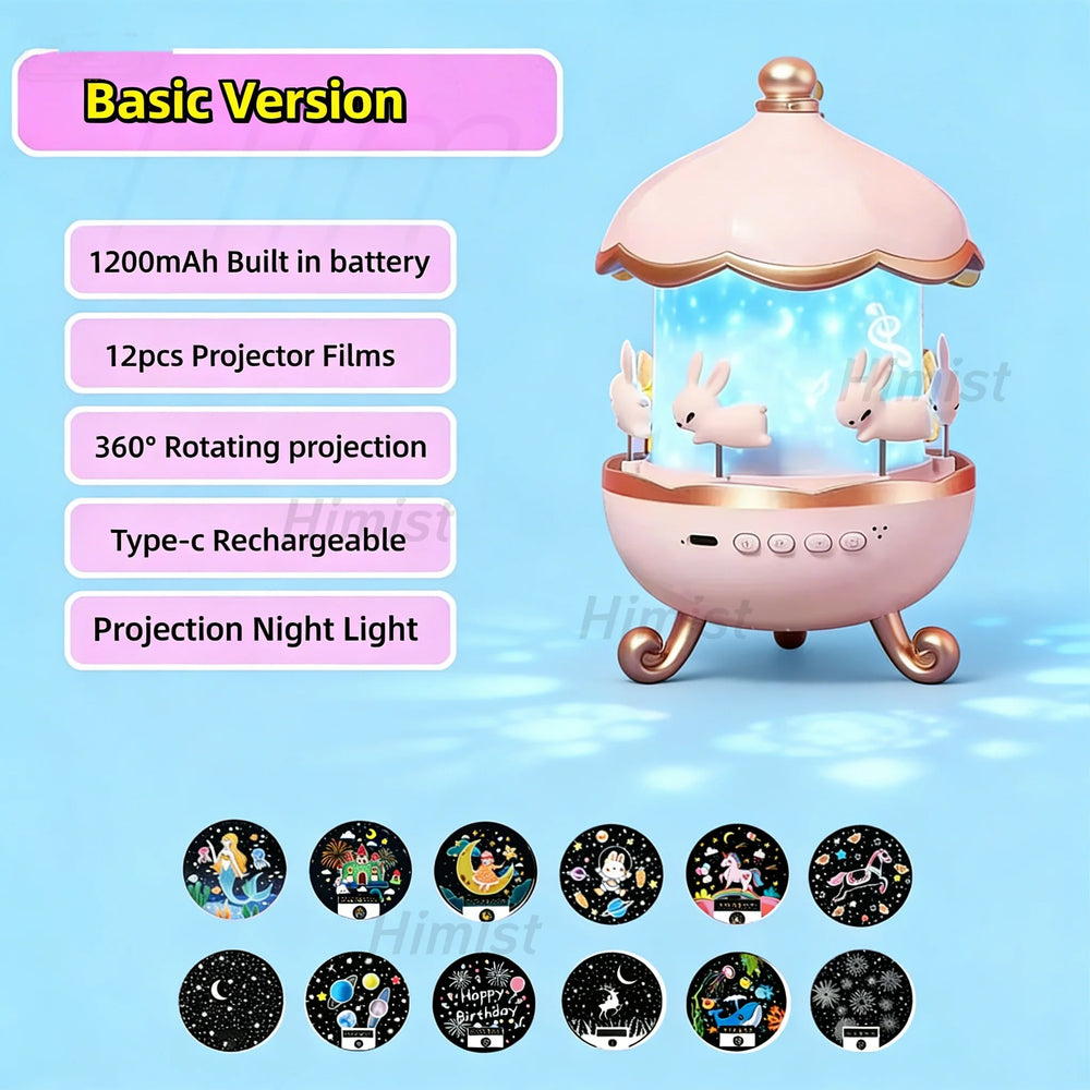 Rabbit Galaxy Projector Lamp with Speaker for Kids