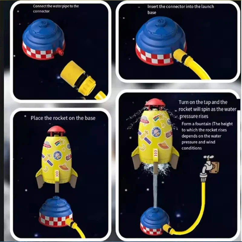Flying Rocket Sprinkler Water Toy for Backyard Fun
