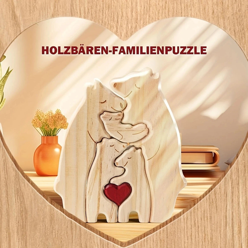 Bear Family Hug Puzzle – Wooden Desktop Gift