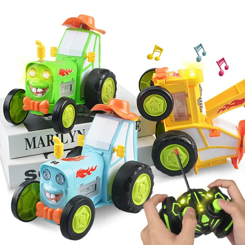 RC jumping stunt car with its remote control