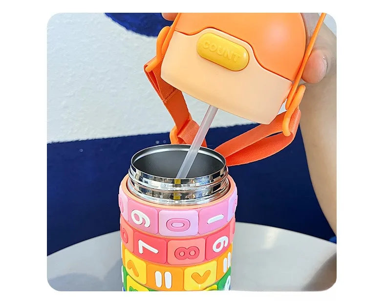 Kids Thermal Water Bottle – Digital Puzzle Straw Cup - Toki Toy Box