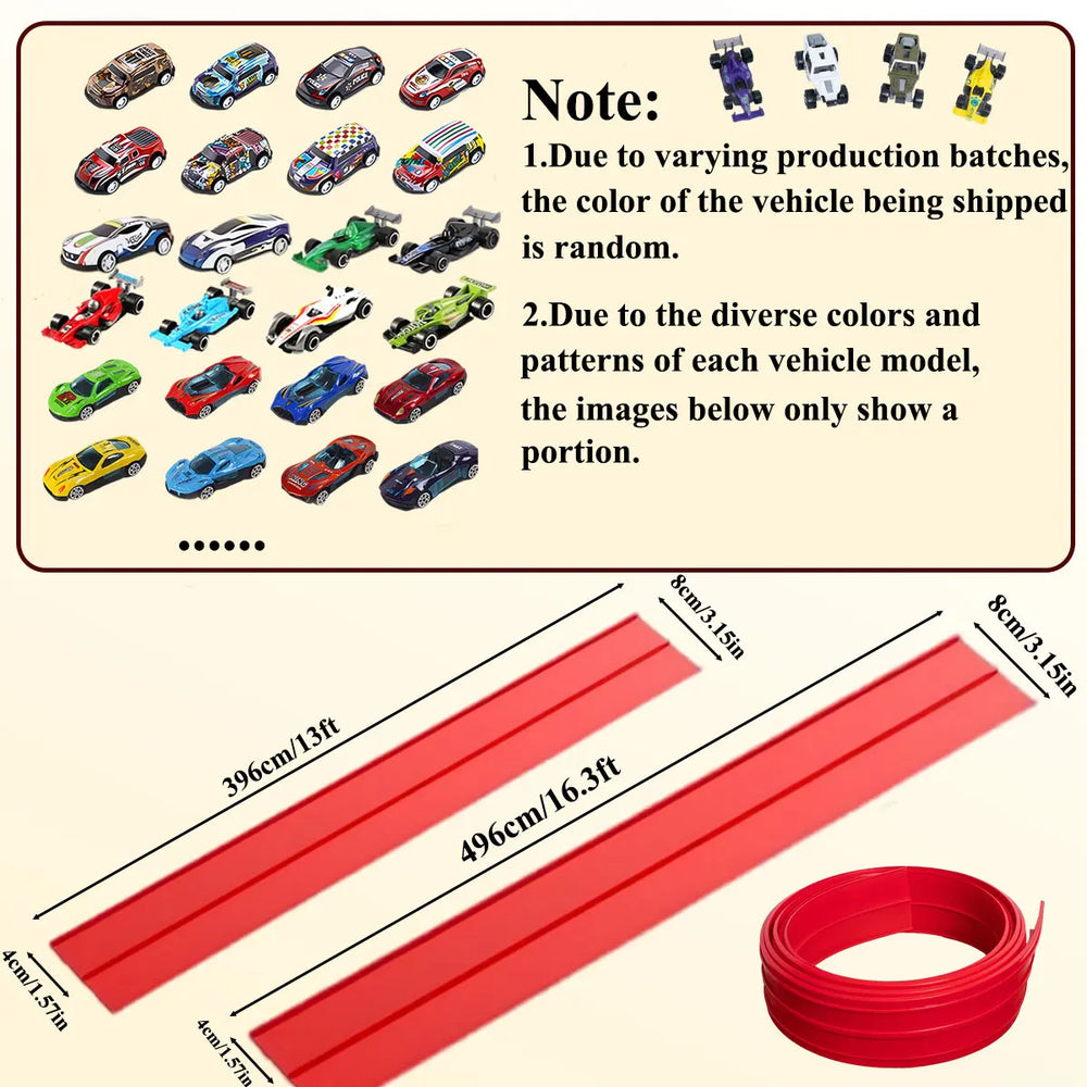 Flexible Roll-Up Race Track – Double-Lane Car Ramp