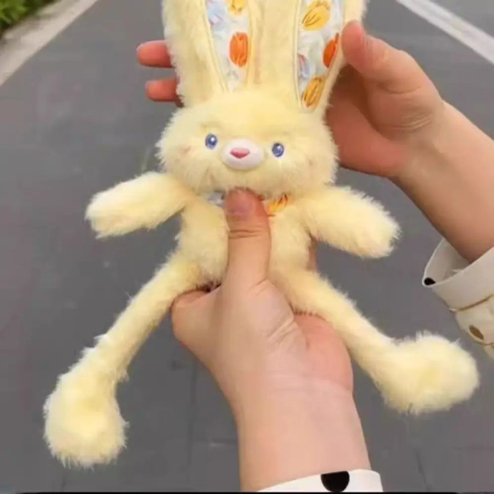 Floral Plush Bunny Keychain – Cute Long-Leg Bag Charm – In Use | Toki Toy Box