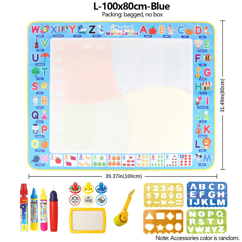Large 100x80cm water drawing mat with size markings