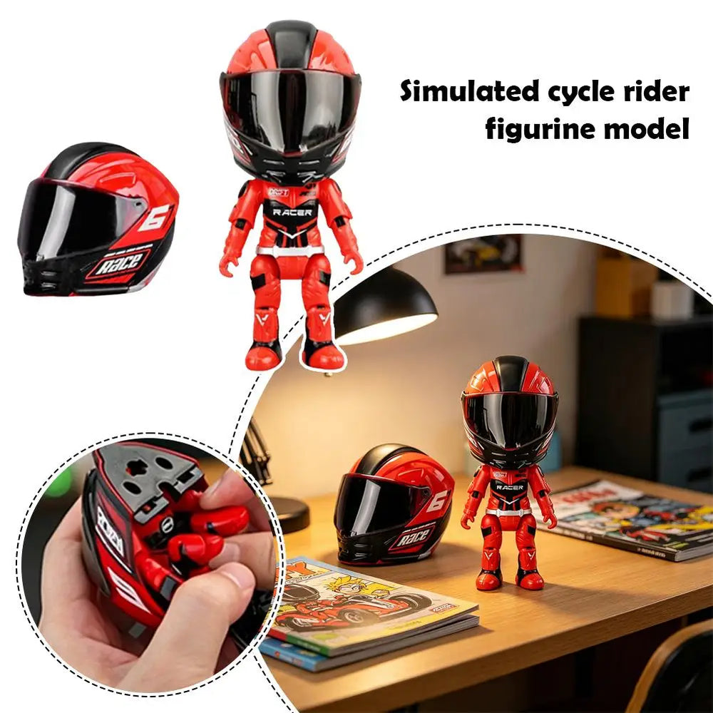 Poseable Motorcycle Rider Figure with Removable Helmet