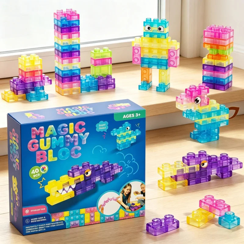 40-Piece Squishy Jelly Blocks – Sensory Building Set