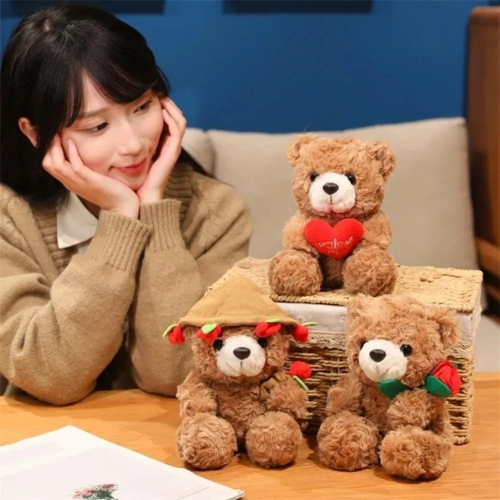 Rose Heart Teddy Plush – Cute Gift Bear - Toki Toy Box