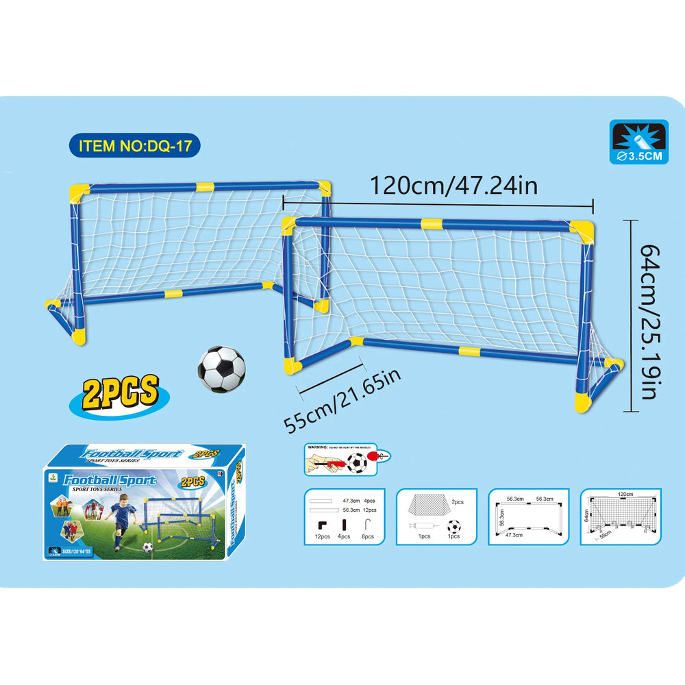 Portable Kids Soccer Goal Set with Ball – 2 Pack