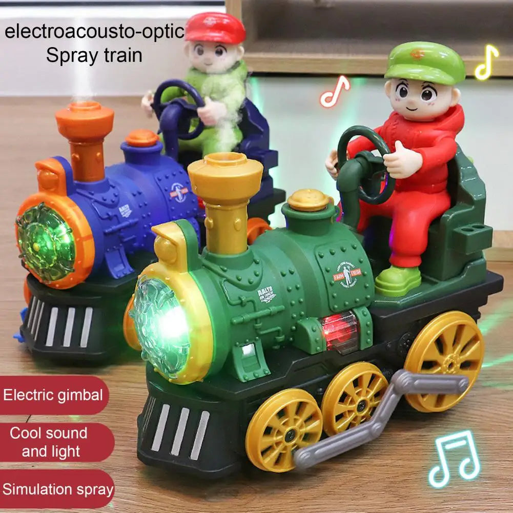 Classic Electric Steam Train Toy with LED, Music & Smoke – Battery Operated