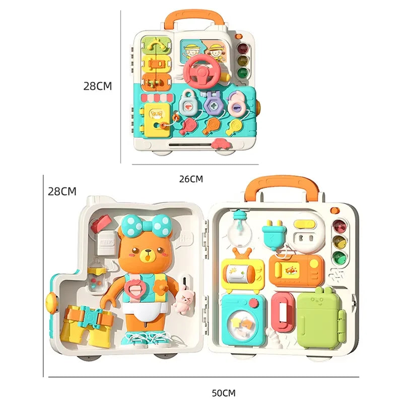 Montessori Busy Board – Travel Sensory Skills Toy