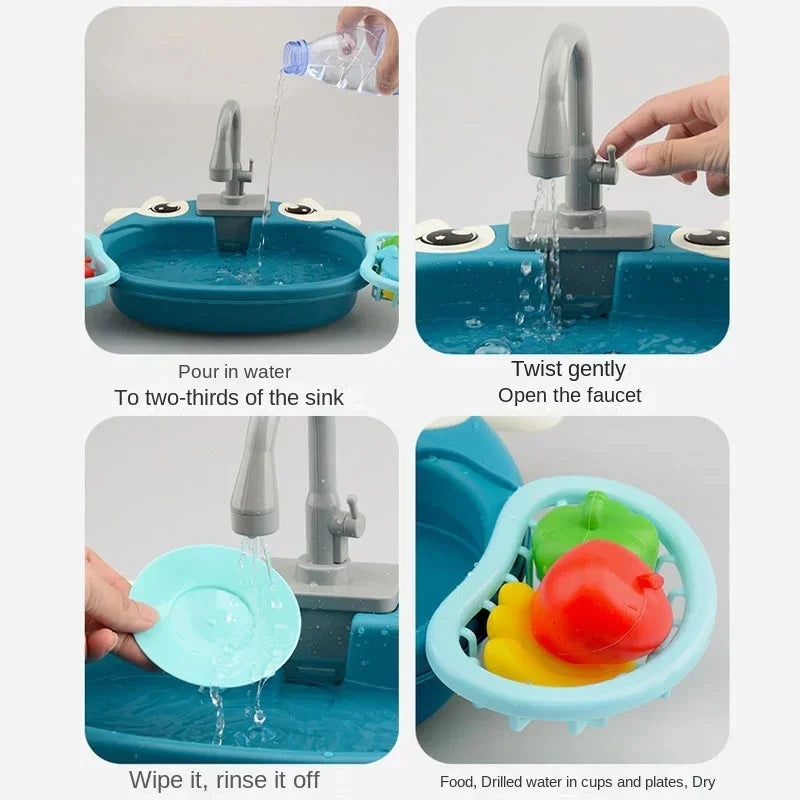 Kids Kitchen Sink Play Set with Running Water – Size Reference | Toki Toy Box