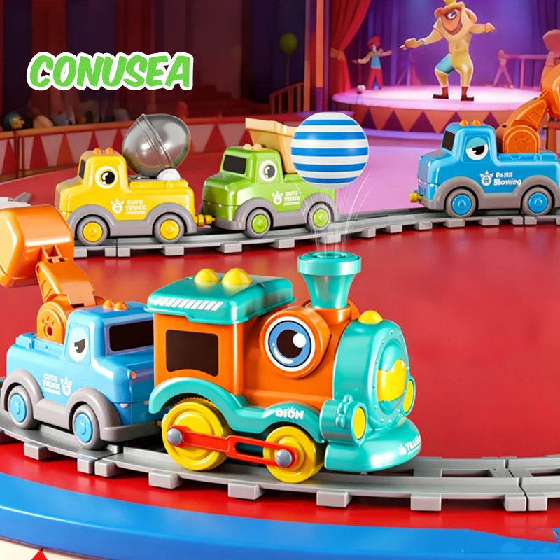 Magnetic Train Race Track Spray Blow Ball Set | Toki Toy Box