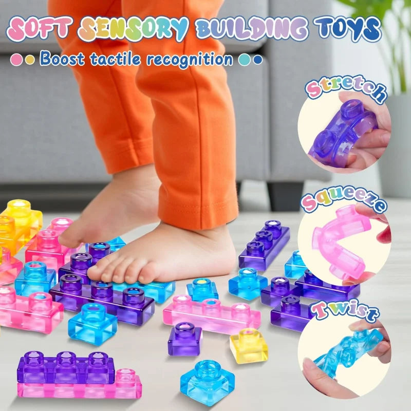 40-Piece Squishy Jelly Blocks – Sensory Building Set
