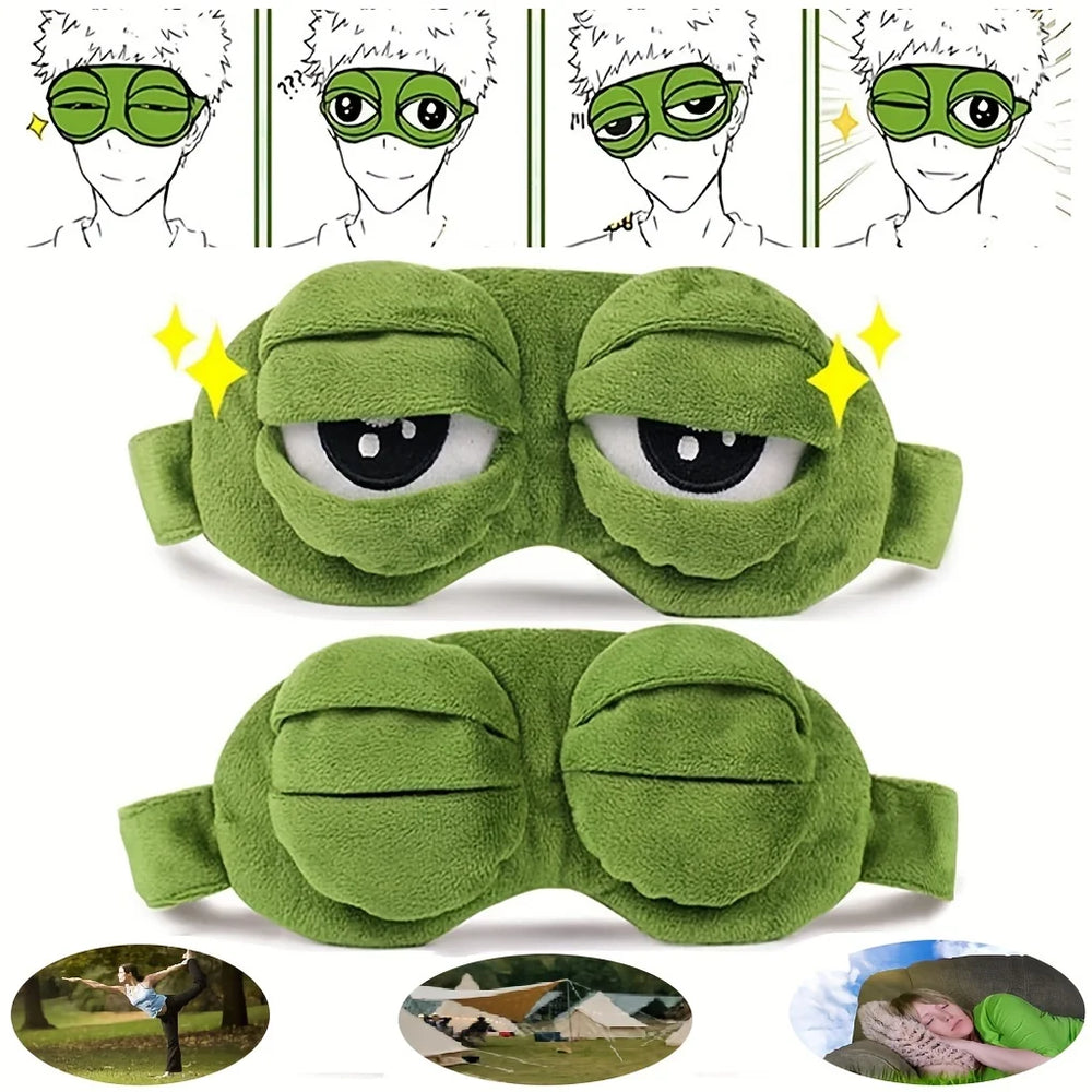 Cute 3D Frog Sleep Mask – Soft Plush Eye Shade
