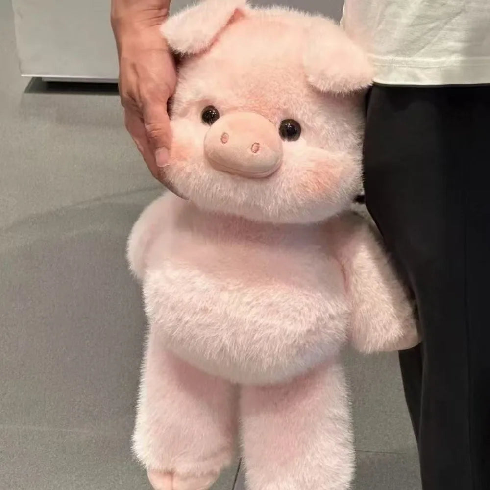 Cuddle pig plush pillow shown as a cozy bedroom cushion
