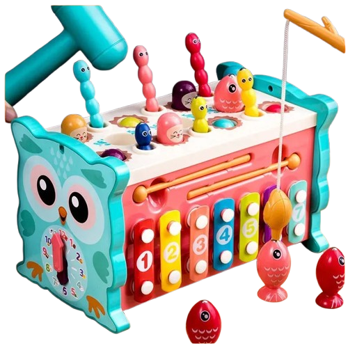 Montessori Owl Activity Cube – Magnetic Fishing, Puzzle & Music Toy