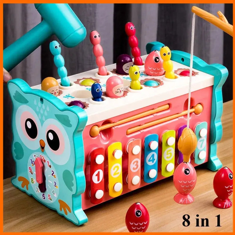 Montessori Owl Activity Cube – 6-in-1 Smart Play Toy – Side View | Toki Toy Box