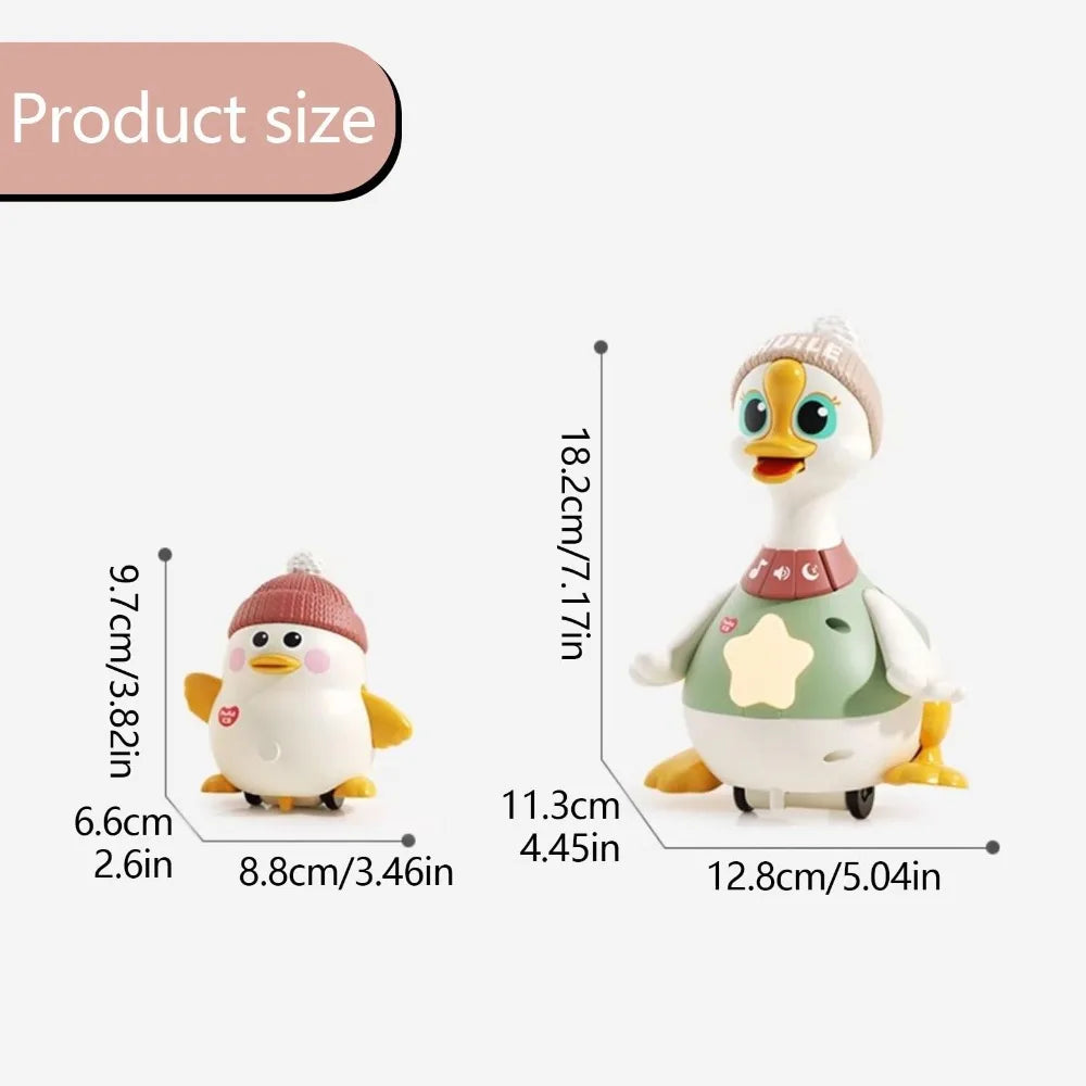 Crawling Duck Family Toy – Light-Up Musical Waddler