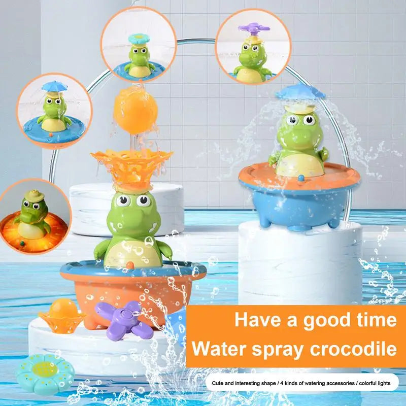 Crocodile Water Sprinkler Bath Toy – Rotating Splash Fun – Size Reference | Toki Toy Box