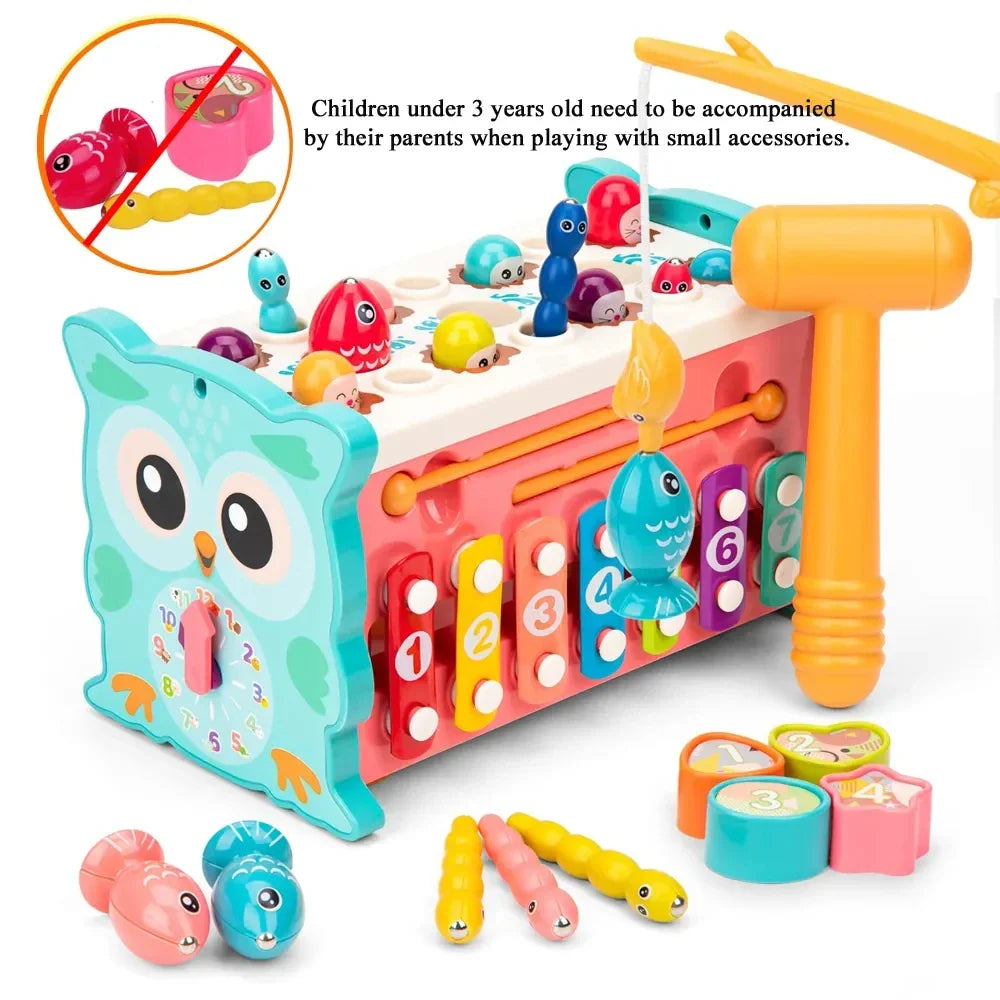 Montessori Owl Activity Cube – 6-in-1 Smart Play Toy – In Use | Toki Toy Box