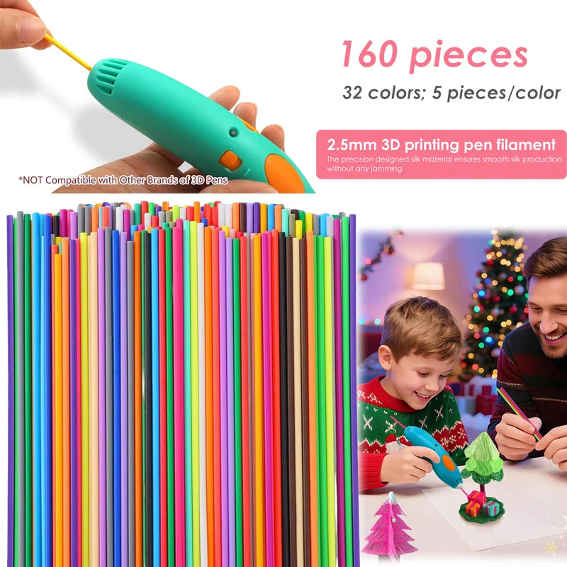 3D Pen Filament Refill Pack – 32 Vibrant Colors