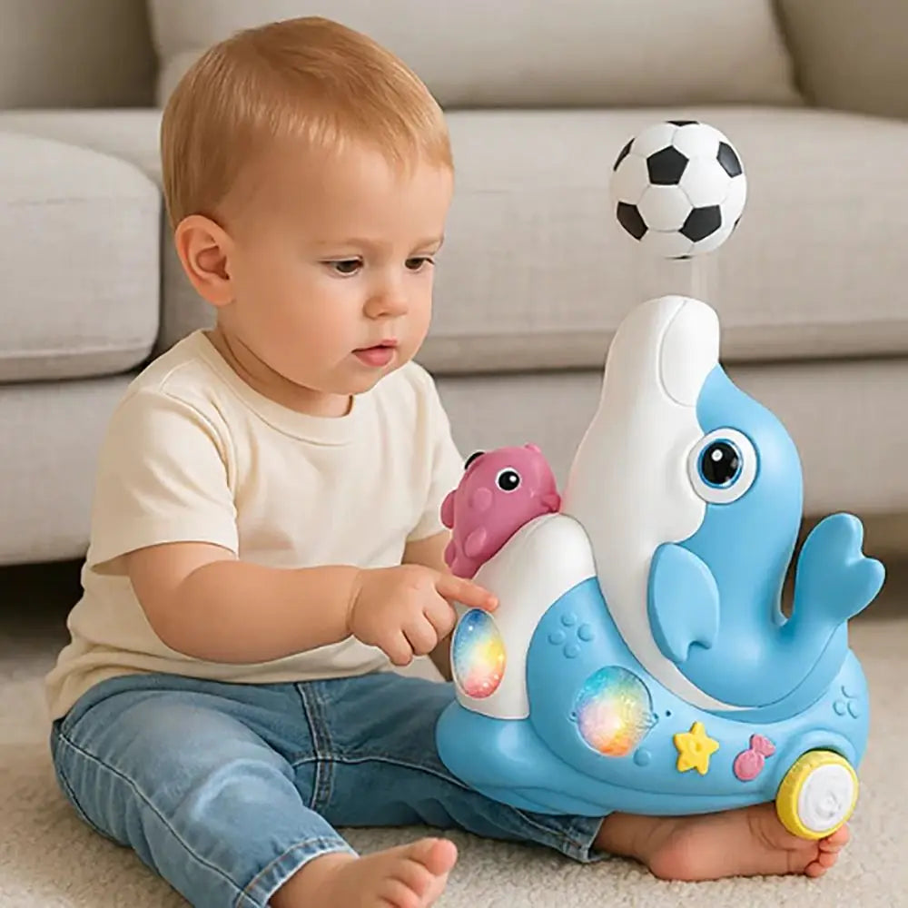 LED Dolphin Walking Toy – Musical Ball Blower – Color Options | Toki Toy Box