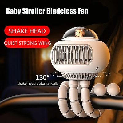 Mini Stroller Fan, Automatic Oscillating Fan, 1200mAh Battery Powered Portable Fan, 3-Speed Flexible Tripod Clip-On Fan for Car