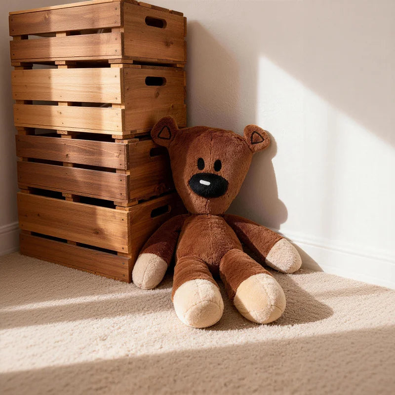 Funny Teddy Plush – Silly Classic Bear Pillow – Side View | Toki Toy Box