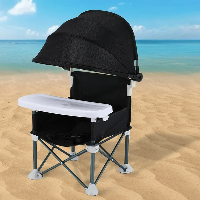 Portable Baby Camping High Chair with Sunshade Tent