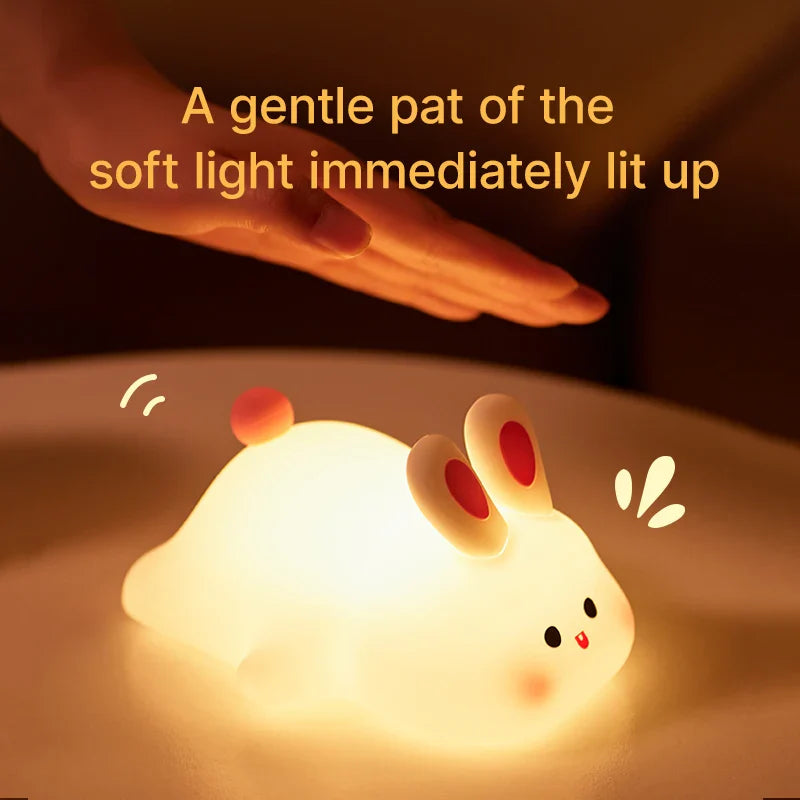 Cute Bunny Night Light – Soft Touch Lamp for Kids – In Use | Toki Toy Box