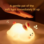 Big Face Rabbit Night Light – Soft Silicone Touch Lamp