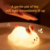 Big Face Rabbit Night Light – Soft Silicone Touch Lamp
