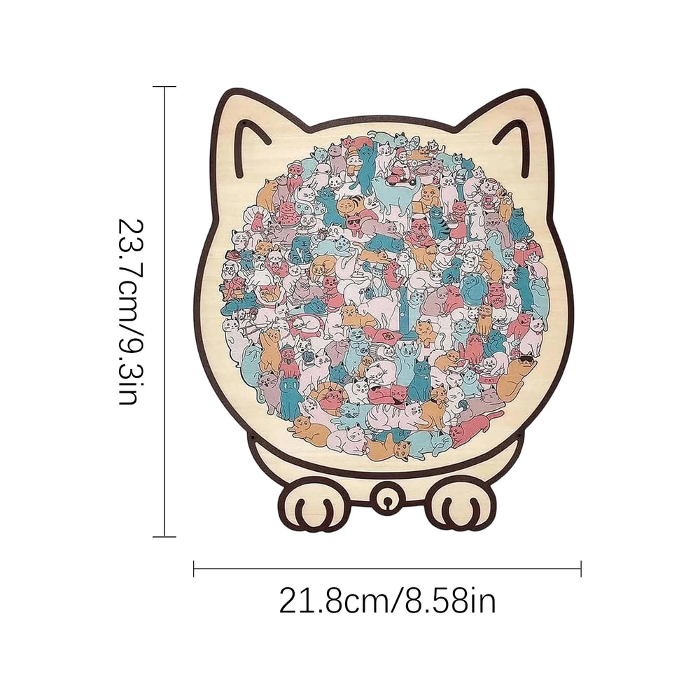 Cat-Shaped Wooden Puzzle – 135-Piece Brain Teaser