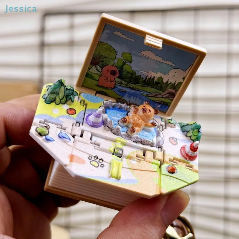 Capybara Mini Flip Book Keychain – Cute Pocket Toy – In Use | Toki Toy Box