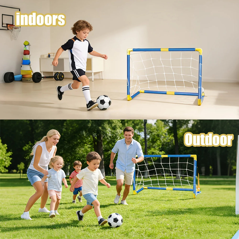Portable Kids Soccer Goal Set with Ball – 2 Pack