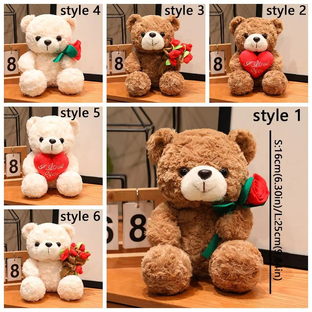 Rose Heart Teddy Plush – Cute Gift Bear - Toki Toy Box