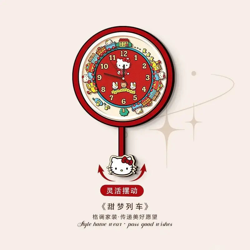 Kawaii Dream Train Pendulum Wall Clock for Cute Room Decor