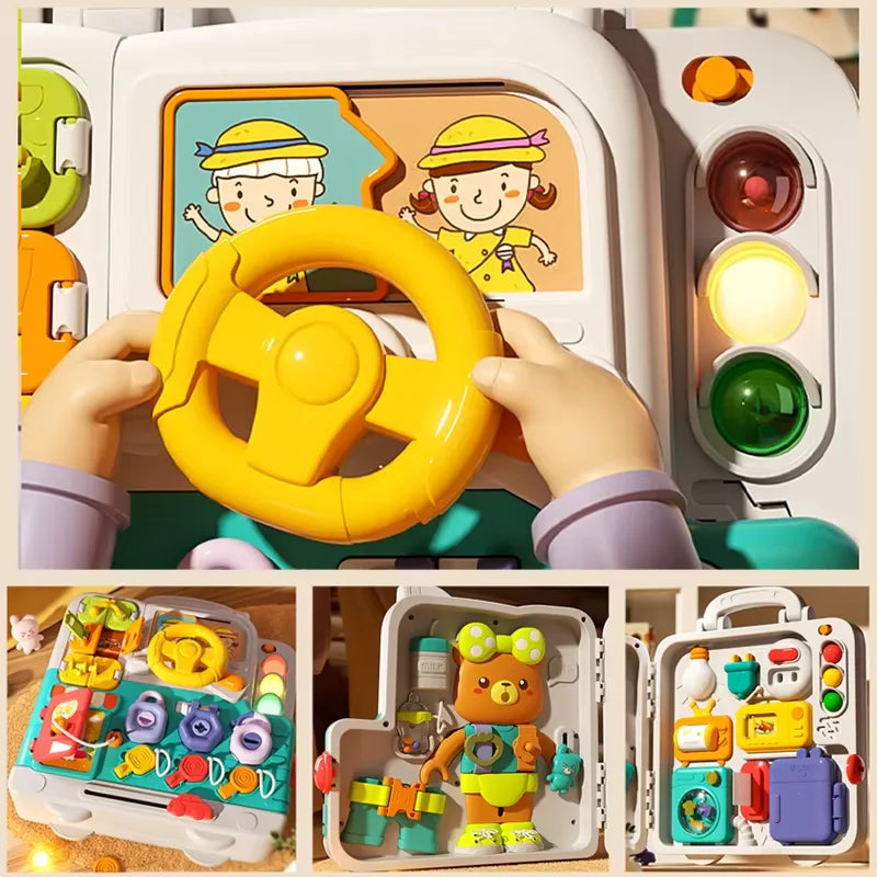 Montessori Busy Board – Travel Sensory Skills Toy